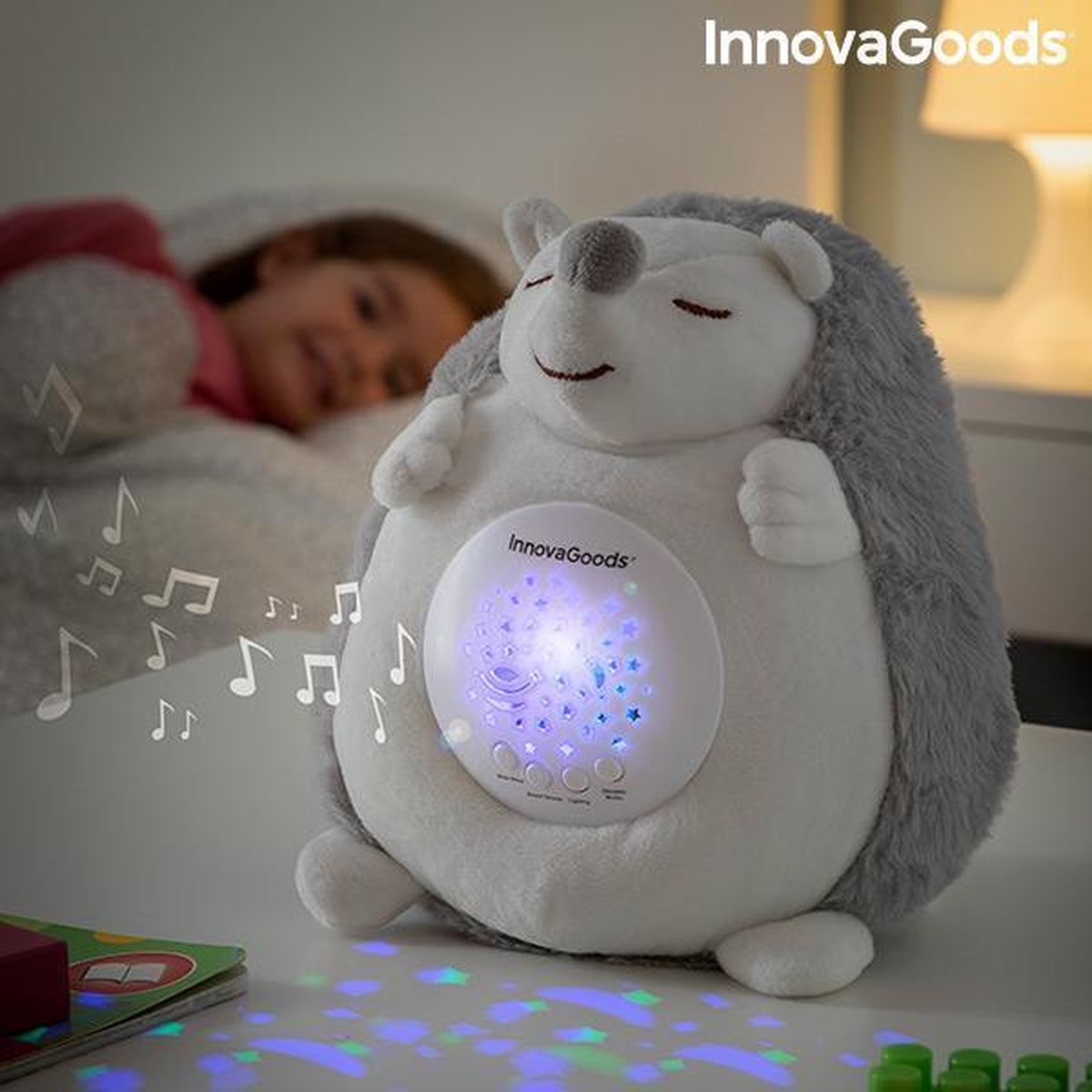 Egel knuffel met witte ruis en nachtlampprojector Spikey | InnovaGoods | kinderslaapkamer